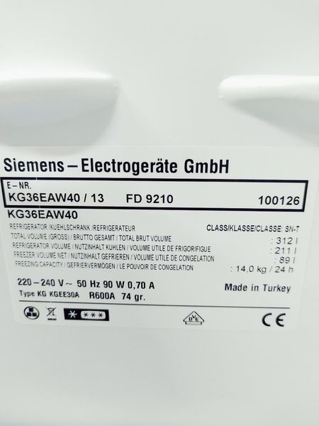 Холодильник двухкамерный Siemens KG36EAW40 13 000045150 фото