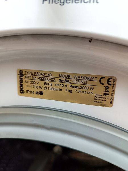 Пральна машина Gorenje WA7439SAT 7кг 2000w sn 44530922 000046261 фото