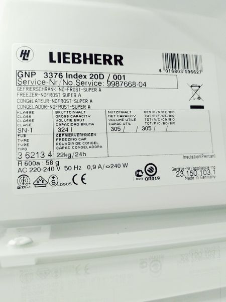 Морозильный шкаф Liebherr GNP 3376 Index 20D 001 000035544 фото