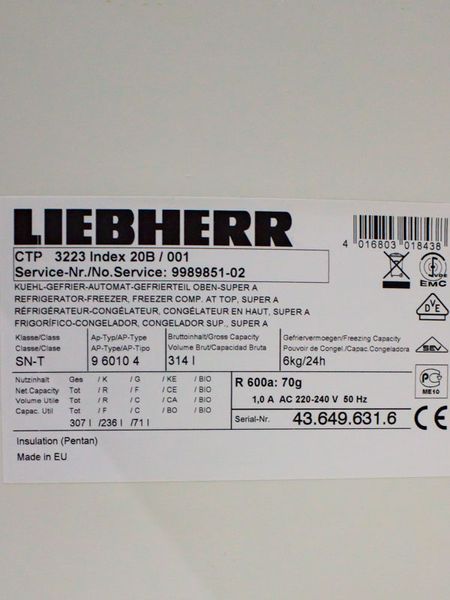 Холодильник двухкамерный Liebherr CTP 3223 Index 20B 001 000031609 фото