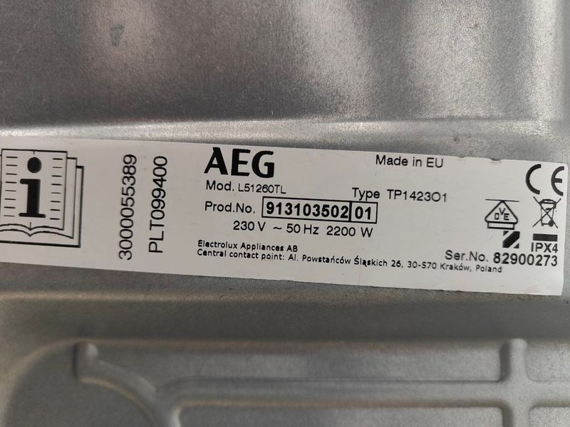Пральна машина вертикальна AEG L51260TL 2200W 6кг sn 91310350201 000051174 фото
