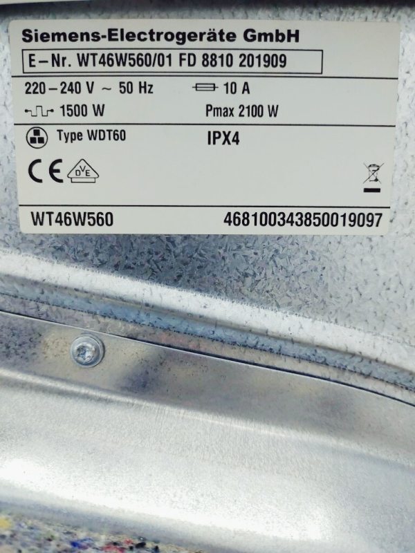 Сушильна машина Siemens WT46W560 01