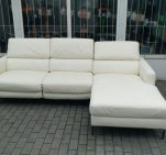 Угловой диван кожаный белый 200127002