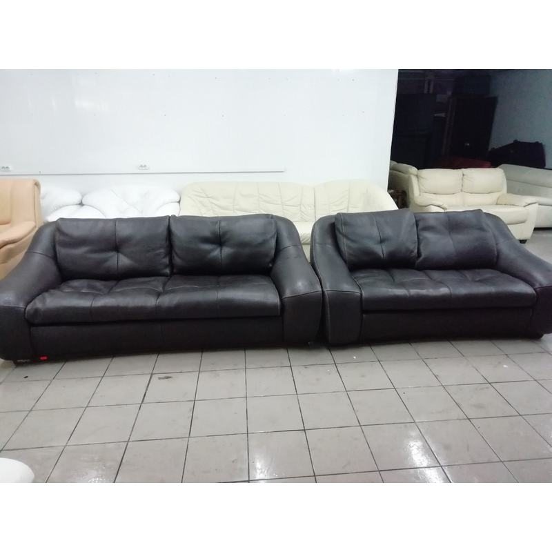 Комплект мебели два дивана кожаный черный 2812281206