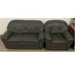 Комплект мебели диван двойка+кресло кожаный серый