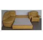 Комплект мебели Уголок + кресло кожаный бежевый 2712271204
