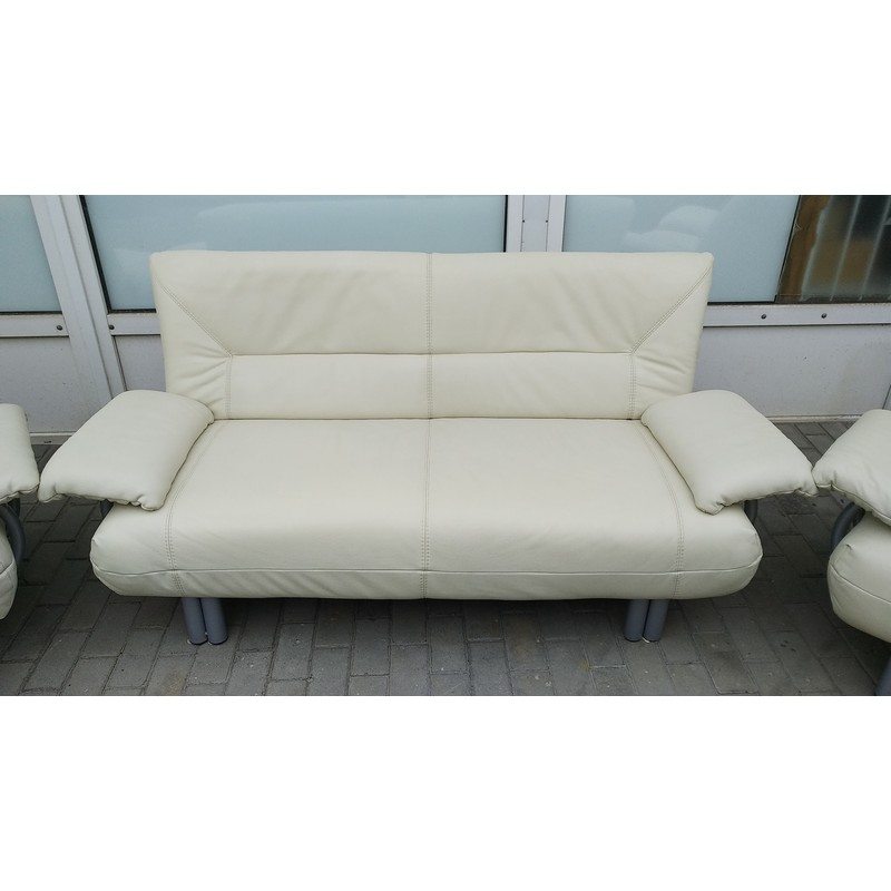 Комплект мебели два дивана + крело кожаный белый 1410141007