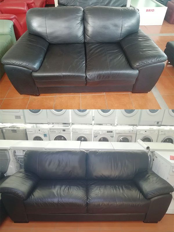 Комплект мебели два дивана тройка и двойка кожаный черный