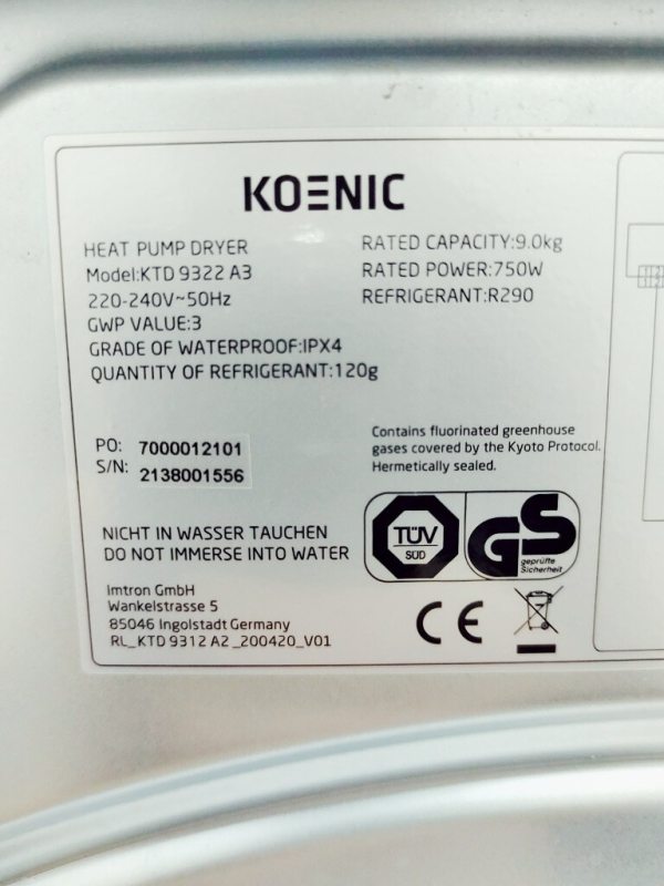 Сушильна машина Koenic KTD 9322 A3
