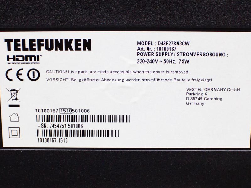 Телевизор 43 Telefunken D43F278N3CW LCD Smart TV