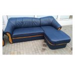Комплект мебели диван + кресло кожаный синий 1410141006