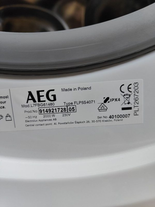 Пральна машина AEG 7000 Series L7FBG61480 2000W 8кг sn 40100007