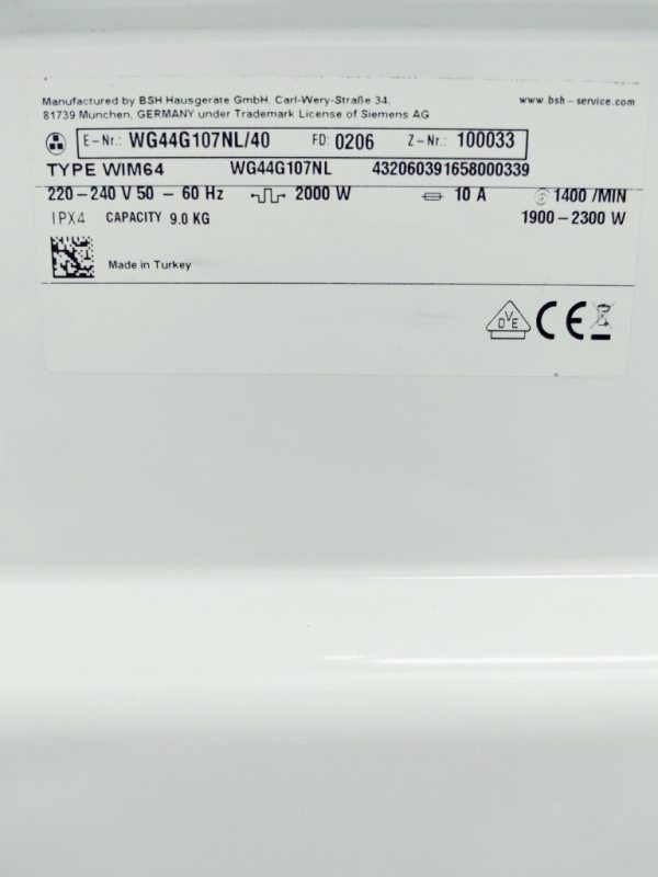 Пральна машина Siemens IQ500 WG44G107NL 40