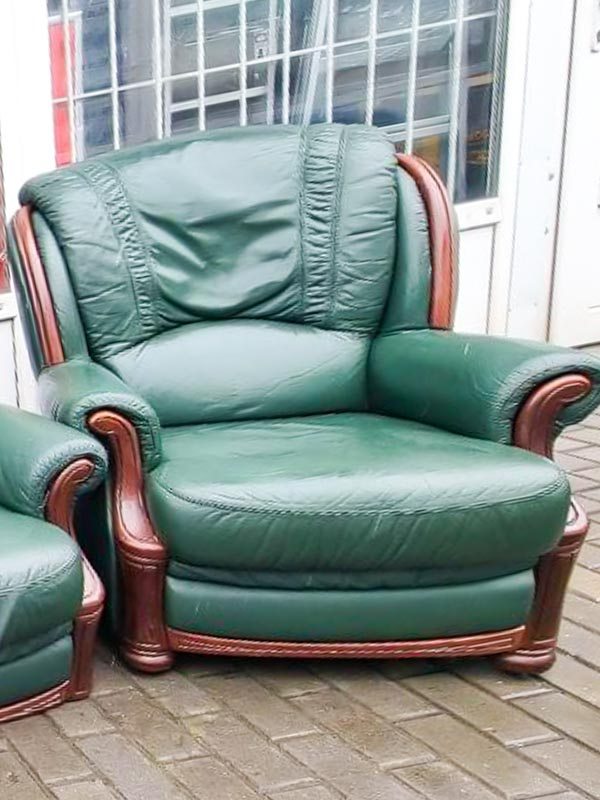 Крісло шкіряне зелене ліве 20210320015