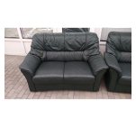 Комплект мебели два дивана + кресло кожаный чёрный 1410141002