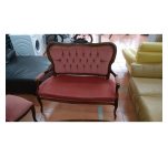 Комплект стол два стула софа пуфик мягкий красный ретро 1910191001