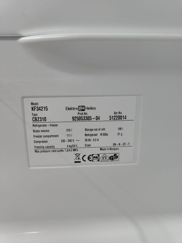 Холодильник двокамерний ElectroHelios KF34215 198W 198+110л sn 51220014 n482