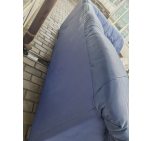 Кутовий диван розкладний з підголовниками шкіряний синій