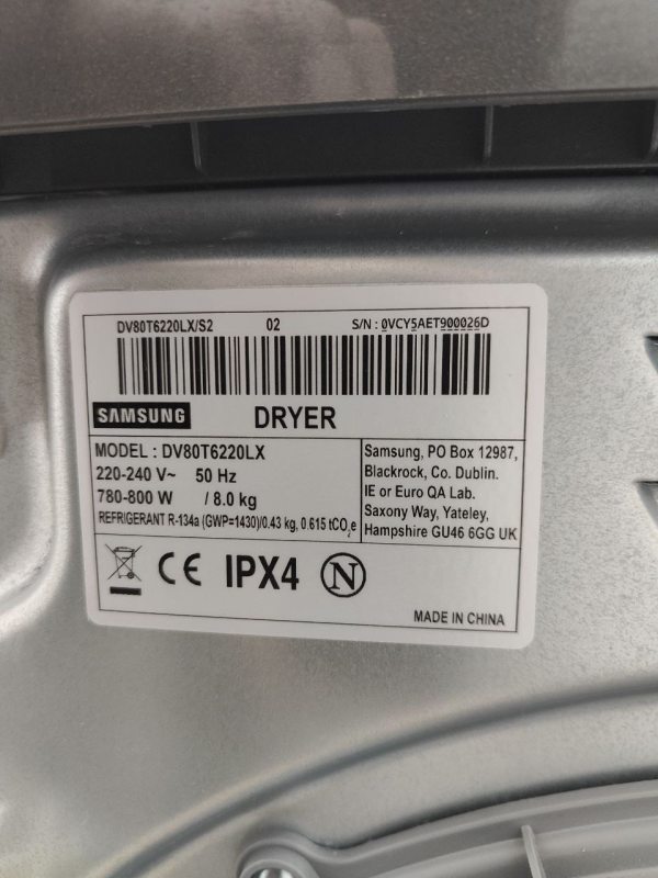 Сушильна машина Samsung DV80T6220LX 800W 8кг sn 0VCY5AET900026D