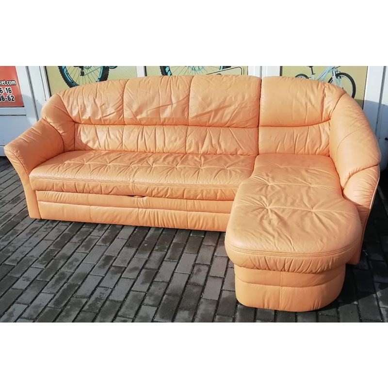Угловой диван кожаный оранжевый 0402040206