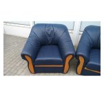 Комплект мебели диван + кресло кожаный синий 1410141006