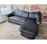 Угловой диван раскладной кожаный черный