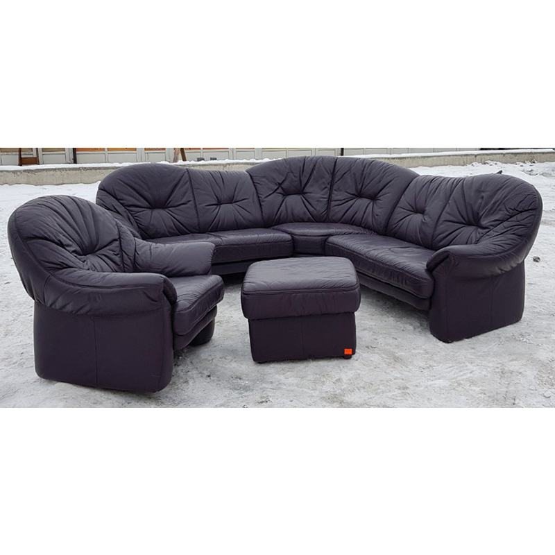 Комплект мебели диван + кресло+пуфик кожаный фиолетовый 2211221110