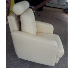Комплект мебели угловой диван и кресло с подголовником кожаный бежевый