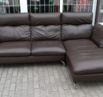 Угловой диван кожаный коричневый 1111111103