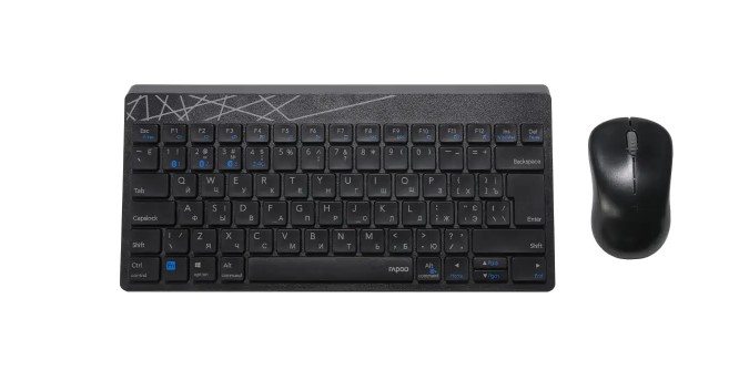 Комплект клавіатура миша бездротова USB Bluetooth Rapoo 8000M Wireless multe mode black