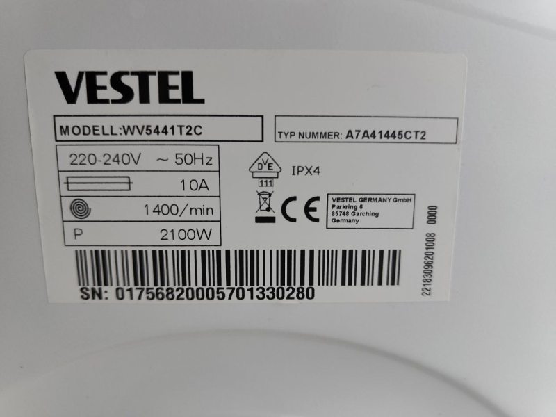 Пральна машина Vestel WV5441T2C 2100W 6кг sn 01756820005701330280