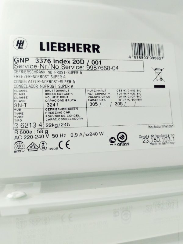 Морозильный шкаф Liebherr GNP 3376 Index 20D 001