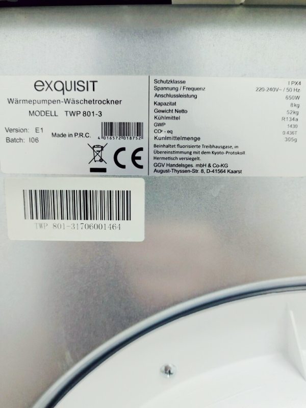 Сушильна машина Exquisit TWP 801 3