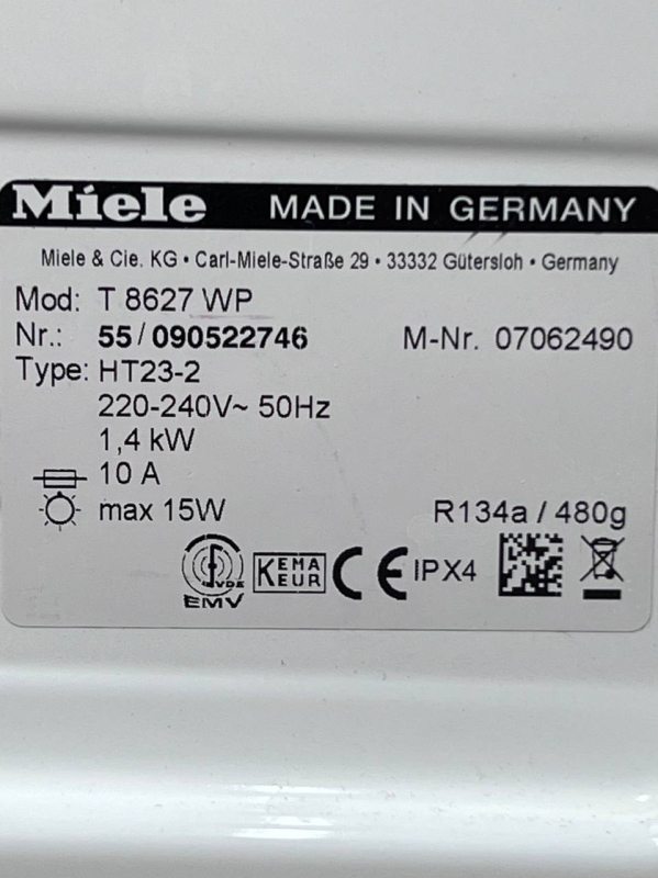 Сушильна машина Miele T 8627 WP
