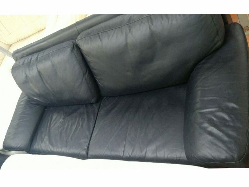 Комплект мебели два дивана тройка кожаные синие 20211104007