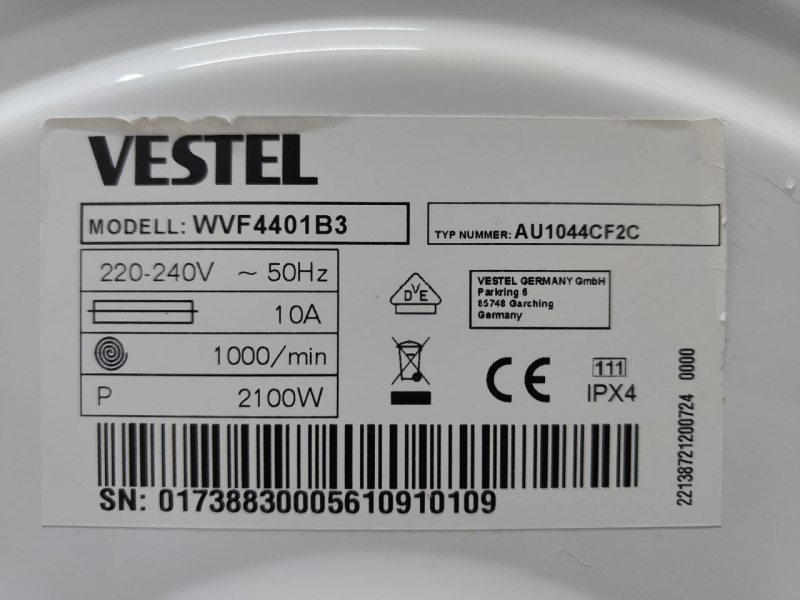 Пральна машина Vestel WVF4401B3 2100W 6kg sn 10910109
