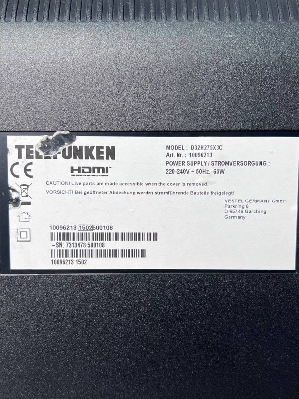 Телевізор 32 Telefunken D32H275X3C HD
