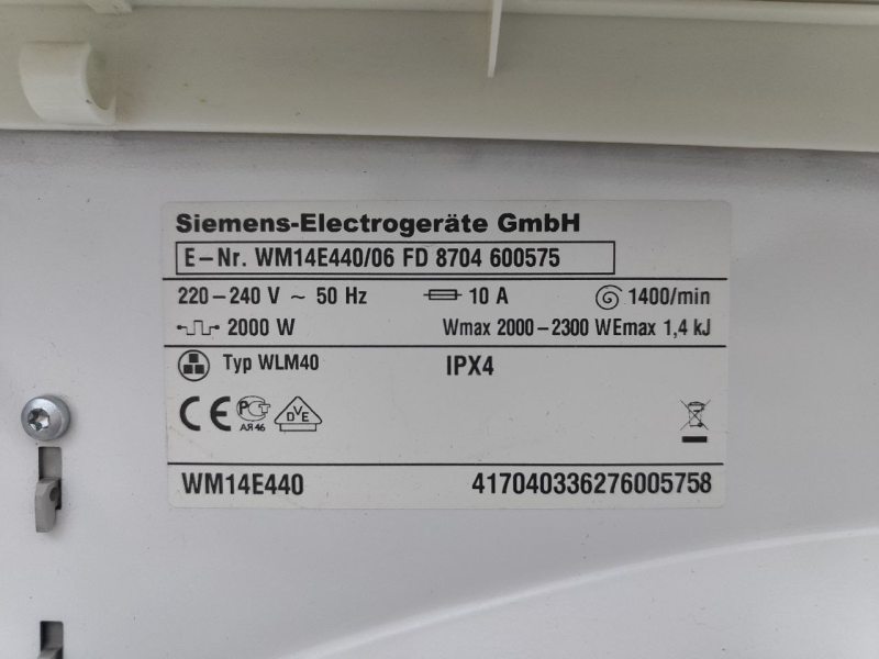 Пральна машина Siemens E 14 44 WM14E440 06 2300W 6 кг sn 8704 600575