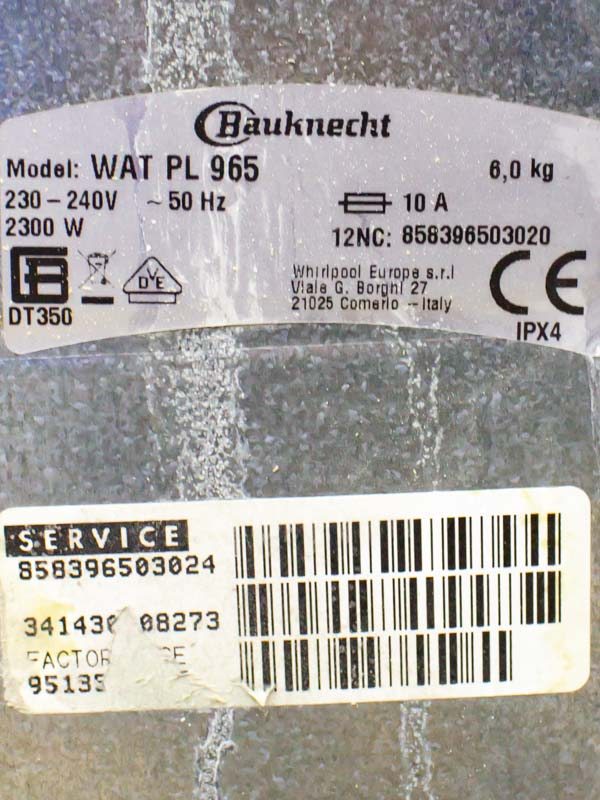 Пральна машина вертикальна Bauknecht WAT PL 965