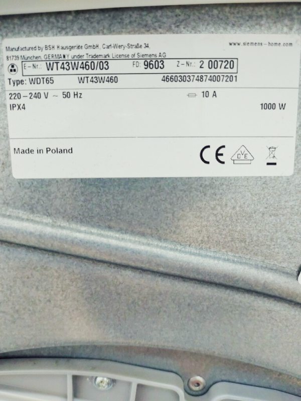 Сушильна машина Siemens IQ500 WT43W460 03