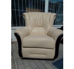 Комплект мебели диван + 2 кресла кожаный бежевый  20200410001