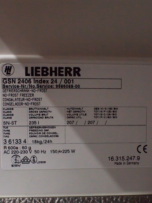 Морозильный шкаф Liebherr GSN 2406 Index 24 001