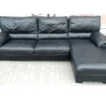 Угловой кожаный диван черный