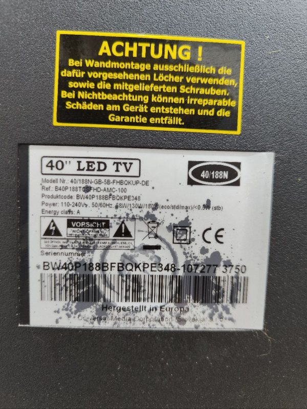 ТБ Blaupunkt 40'' 40188N 130W sn BW40P188BFBQKPE348