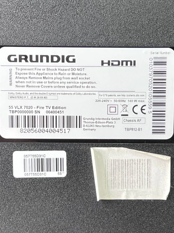 Телевізор 55 Grundig 55 VLX 7020 LED 4K Smart TV Bluetooth