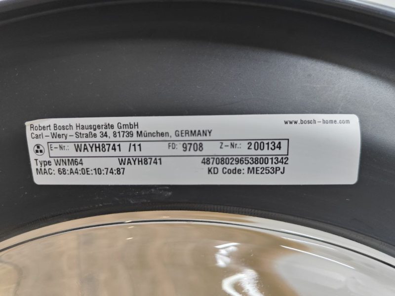 Пральна машина Bosch HomeProfessional WAYH8741 2300W 8кг sn 9708200134 WI FI