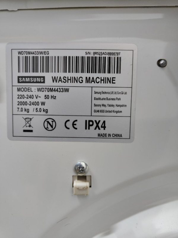 Пральна машина з сушінням Samsung WD70M4433IW 2400W 7+5кг sn 0RS25ADJ800070T