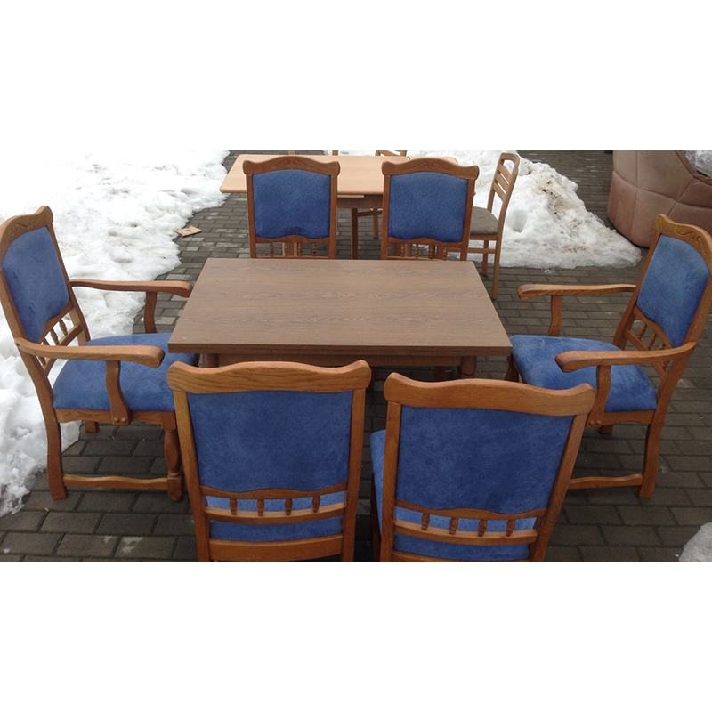 Набор Стол и 6 стульев синяя оббивка
