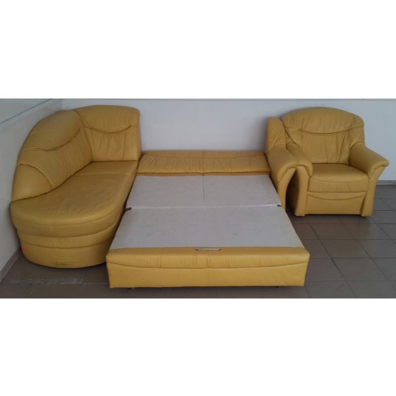 Комплект мебели Уголок + кресло кожаный бежевый 2712271204