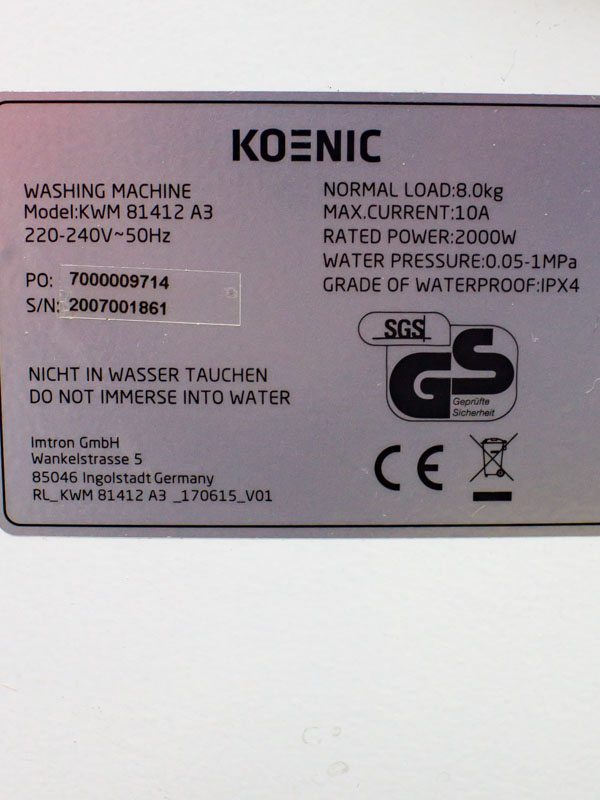 Пральна машина Koenic KWM 81412 A3